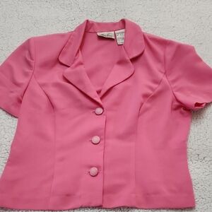 Pink Short Sleeve Blazer Preppy retro Y2K Lightweight Spring